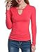 ANGVNS Women's Long Sleeve Off shoulder Letter Print Tops T-shirt (L, Solid Blue)