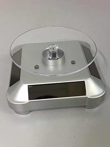 Barasol Black Solar Powered Display Stand Rotating Turntable with LED Light Carry Three Rounds Stand (Silver)