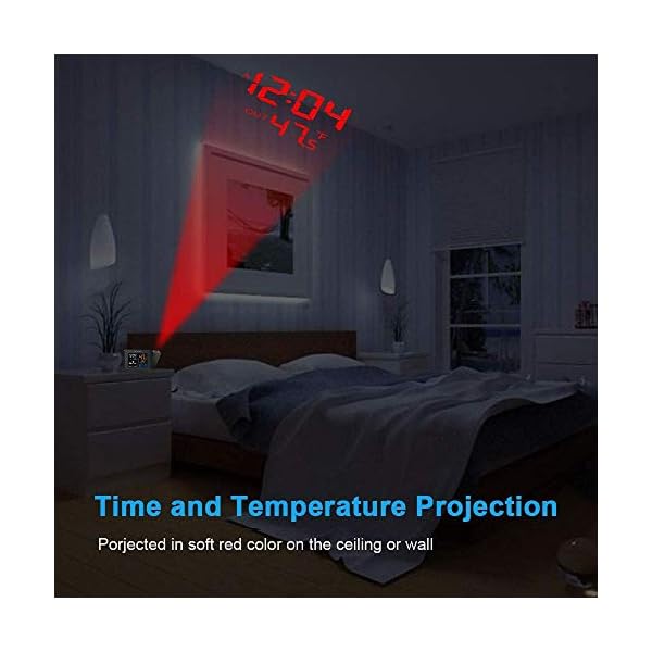SMARTRO SC91 Projection Alarm Clock for Bedrooms with Weather Station