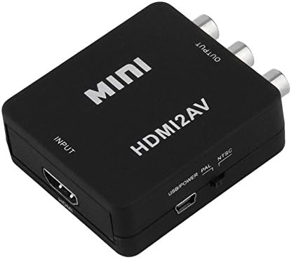 HDMI 1080P to 3RCA CVBs AV Composite Audio Video Converter Portable Adapter with USB Charge Cable Supporting PAL/NTSC for Xbox PS4 PS3 PC Laptop TV STB VHS VCR Camera DVD(Black)