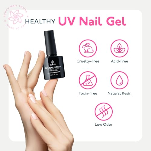 SUNUV Gel Nail Polish Kit with UV Light for Nails SUN2C 16 Colors Gel Polish Sets, Base and Top Coat with 8 PCS Manicure Tools Gift for Women (SUN2CRoseAll-16ColorsUS)