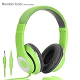 AUSDOM Lightweight Over-Ear Wired HiFi Stereo Headphones with Built-in Mic Comfortable Leather Earphones Noise Isolating Adjustable Deep Bass for iPhone iPod iPad Macbook MP3 Smartphones Laptop- Green