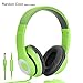 AUSDOM Lightweight Over-Ear Wired HiFi Stereo Headphones with Built-in Mic Comfortable Leather Earphones Noise Isolating Adjustable Deep Bass for iPhone iPod iPad Macbook MP3 Smartphones Laptop- Green
