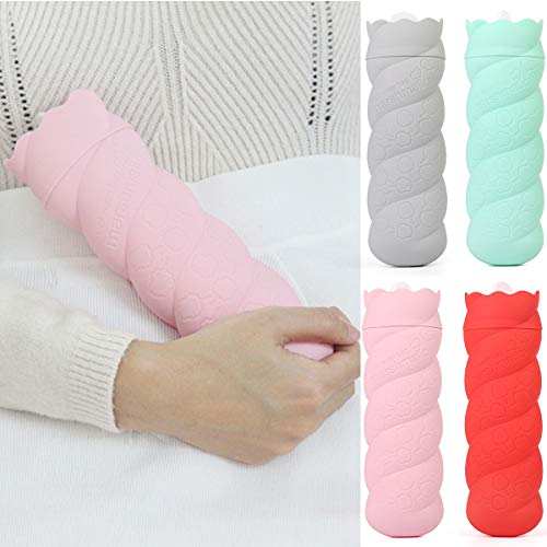 2 in1 Microwave Heating Bottle Silicone Hot Water Bag/Refrigerator Cold Ice Bag for Pain Relief, Hot & Cold Therapies - Gift for Birthday, Christmas, Valentine's Day, Gift (Pink with Cover) - Thumbnail 3