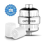CaptainEco 10-Stage Shower Filter with 2 Replacement Cartridges, Universal Standard Size, Chrome Plated-Model SF001