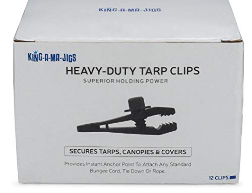 image for KING-A-MA-JIGS 12 Pack - Tarp Clips - 12 Heavy Duty Tarp Clips - Secur