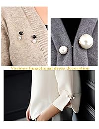 Broches de seguridad con perlas de imitación para chal de 3 bizos, para mujeres, niñas, decoración de ropa varios vestidos funaccionales, color blanco y negro, 6 unidades