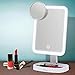 Fancii LED Makeup Vanity Mirror with 3 Light Setting and 15x Magnifying Mirror - Choose Between Soft Warm, Natural Daylight, or Neutral White Lights - Dimmable Countertop Cosmetic Mirror - Aura