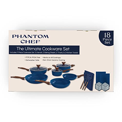 PHANTOM CHEF 18Piece Cookware Set NonStick Ceramic Coating Oven