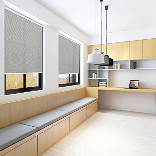 46 by 48 inch Window Blinds and Shades Cellular Cordless Shades Honeycomb Blinds for Home and Office, Grey(Light Filtering)