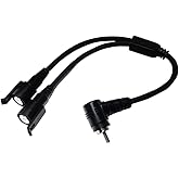 Redlink RCA Splitter Cable for Heated Visor, Angled Male to 2 RCA Female Locking, 25cm, Durable Design, Black