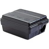 Tomcat Outpost rat bait station, set of 6, lockable tamper-resistant, vertical or horizontal mount, black, 8.5" x 7" x 5"