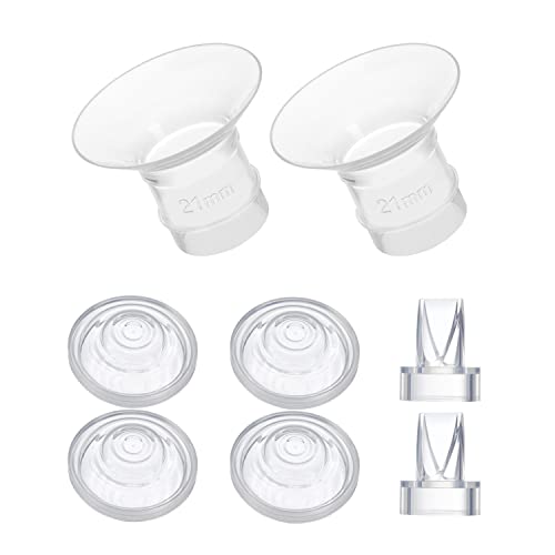 Flange 15, 17, 19, 21mm Insert 24mm Duckbill Valve and Silicone DiaphragmShroud/Flange,Compatible with momcozyS9/S10/S12，Wearable Breast Pump Shields/Flanes Duckbill Valve and Silicone Diaphragm (21)