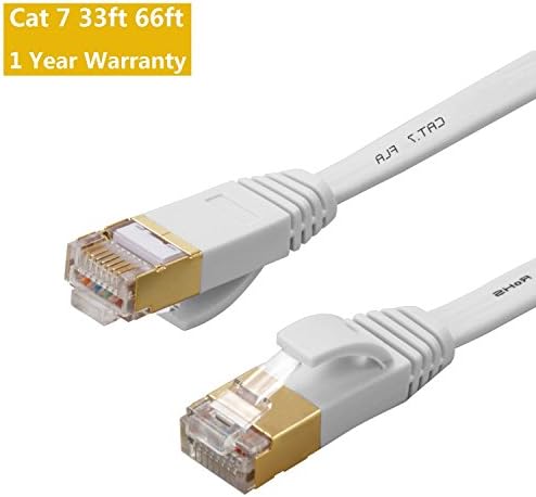 Cat 7 Ethernet Cable 33 ft-Flat Internet Cable High Speed -Cat7 Ethernet Cord RJ45 Connectors -Network Cable Patch Cord Gold Plated Snagless(33 ft/10m)