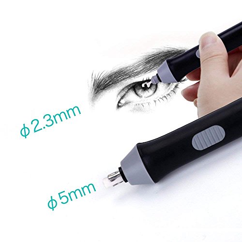 Electric Eraser with Refills, Battery Operated Eraser with Additional Replaceable Rubbers for Art Pencils, Drawing, Painting, Sketching, Drafting, Arts and Crafts (Black)