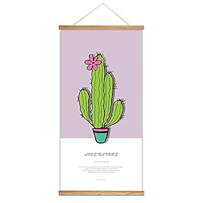 Hanging Poster Wooden Framed Cactus Theme Home Wall Canvas Prints Ready to Hang - 18"x36"