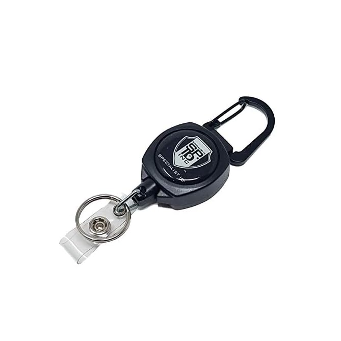 Heavy Duty Retractable Badge Reel with ID Holder Strap & Keychain