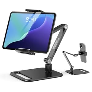 KUUVAN タブレット スタンド 卓上 iPad アーム アルミ製 4.7-17.3インチ対応 耐荷重1.5キロ ブラック