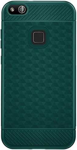 Huawei P10 Lite Case,Yocco Soft Silicon Luxury Brushed Case with Texture Carbon Fiber Design Protection Cover for Huawei P10 Lite Smartphone (Dark Green)