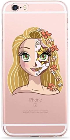 Phone Kandy® Ultra Thin Sugar Skull Princess Day of The Dead Clear Transparent TPU Silicone Zombie Cartoon Case & Screen Guard (iPhone 7 Plus (5.5 inch), 1. Rapunzel)