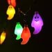 LEVIITEC Solar Halloween Decorations String Lights, 30 LED Waterproof Cute Ghost LED Holiday Lights for Outdoor Decor, 8 Modes Steady/Flickering Lights [Light Sensor] 19.7ft Multicolor