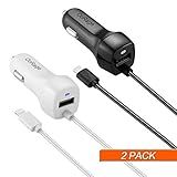 Car Charger, 2 Pack OoRage Built in Lightning Cord Car Charger for iPhone 8 Plus, iPhone 7, 7 Plus, iPhone 6S, 6S Plus, iPhone 5, 5S