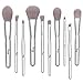 Qivange Makeup Brushes Set 10PCS Premium Synthetic Cosmetic Brush Set Liquid Powder Cream Blush Concealer Foundation Blending Face Eyeshadow Brush Kit for Professional/Beginner(Silver)