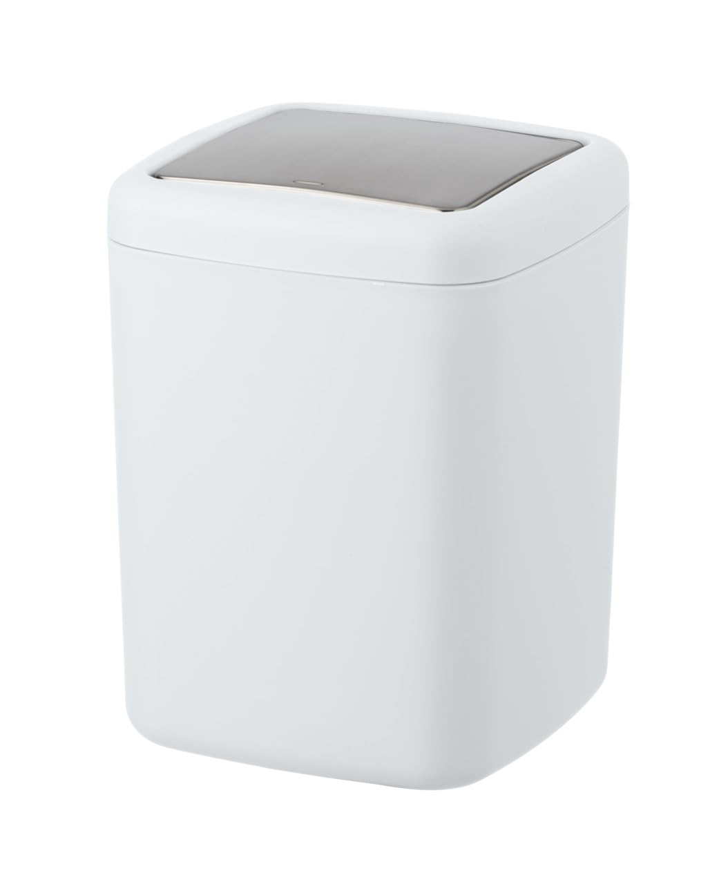 WENKO Barcelona S Swing Top Bin, White, Cosmetic Bin, Completely Shatterproof, Capacity: 3 L, Plastic (TPE), 15 x 20 x 15 cm, White