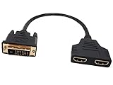 SINLOON DVI to HDMI Cable, Gold-Plated DVI Male 24 1 Pin to Dual Hdmi Female 1080p Hdmi Video Converter Adapter Splitter Cable