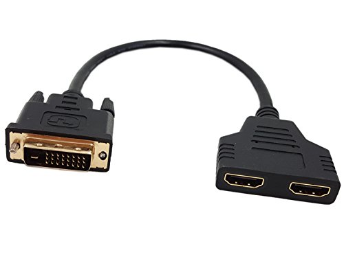 SINLOON DVI to HDMI Cable, Gold-Plated DVI Male 24 1 Pin to Dual Hdmi Female 1080p Hdmi Video Converter Adapter Splitter Cable