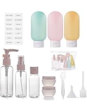 13 Pack Travel Bottles Set - Leak Proof Squeezable and Refillable PP Travel Containers with Tag for Toiletries and Cosmetics Travel Accessories Allowed on Board