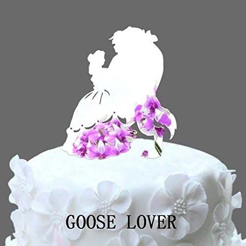 GOOSE LOVER(TM) Beauty And The Beast Silhouette Cake Topper, Unique Cake Topper, Cartoon Cake Topper, Princess Cake Topper