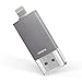 iPhone Flash Drive 32GB, Omars OTG USB 3.0 External Storage Memory Stick Adapter Expansion Compatible with iPhone, iPad, iPod, Mac and PC [Apple MFI Certified] (32G, Space Grey)