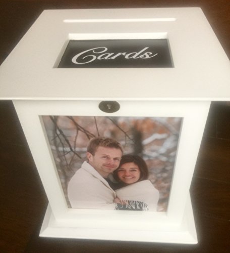 White Wedding Card Box with CARDS Engraved Plate Included - Thumbnail 7