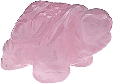 36mm Hand Carved Gemstone Pink Quartz Turtle Figurine Statue Stone 1.4"