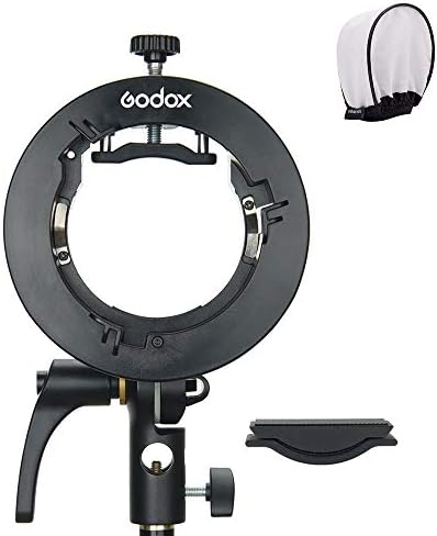 Godox S2ブラケット S型ブラケットホルダー ゴッドクスストロボフラッシュホルダー ボーエンズマウント角度調整可能 ストロボやソフトボックス、ビューティーディッシュ、傘など対応 (S型ブラケットS2)