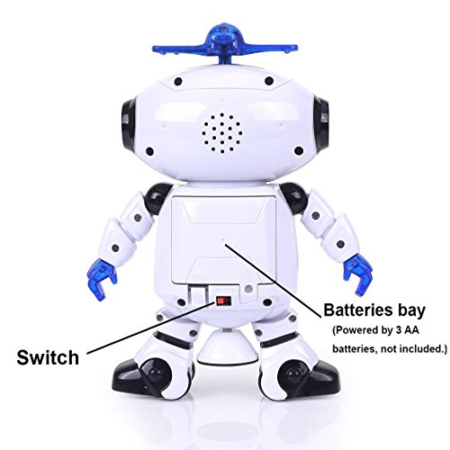 Alagoo Electronic Toy Robot Walking Dancing Singing Robot with Musical and Colorful Flashing Lights 360° Body Spinning Robot Toy Gift for Kids, Boys and Girls (White) - Thumbnail 3