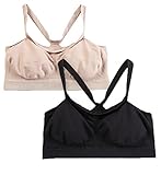 Hanes Women's Bandini Bra, Nude/Black, Medium (Pack of 2)