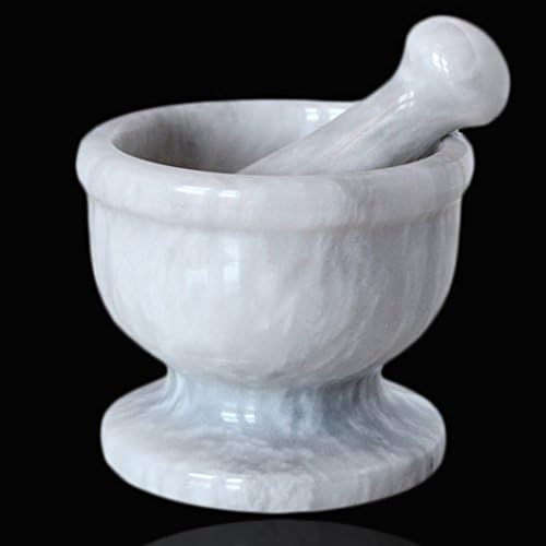 CBAM White Marble Mortar with Pestle gift + Box Classic White Mortar Marble 6 X 6
