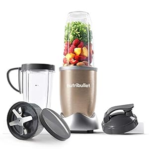 NutriBullet NBLP9 900W Blender Champagne Multi-Function Cold Beverage Smoothie Maker- 2 Cup Sizes and Stay Fresh Lid