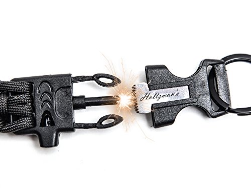 Holtzmanâ€™s #1 Best paracord keychain carabiner survival tool (Black Carabiner)