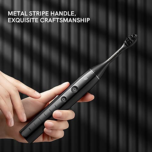 Electric Toothbrush, Sonic Rotation for Adults with 4 Brush Heads with Dupont Bristles, 1 Travel Case, 1 Dental Floss, 2 Minute Timer, Wireless Rechargeable Battery 1000mAh Lasts for 30 Days, Gray U1B