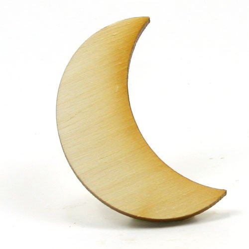 Mylittlewoodshop Package of 12 - Moon Crescent - 2 x 1-1/4 x 1/8 inches unfinished wood (LC-MOON05)