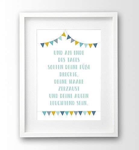 Spruch Kinder Bild Türkis Ungerahmt A4 Wimpel Geschenk Geburt Taufe Taufgeschenk