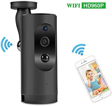 WiFi Security IP Camera Battery-Powered Wireless 960P Home Security Camera with Motion Detection and Two-way Audio &amp; Night Vision (Black)
