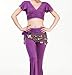 OPCC Belly Dance Hip Skirt Scarf Wrap Belt costume with Rows Gold Coins (purple)