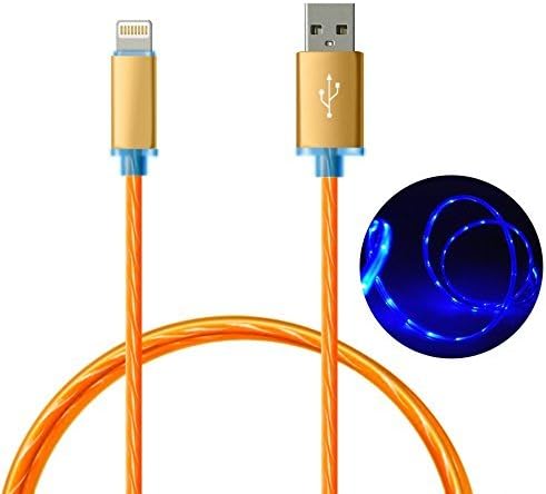 Lightning Cable, 1Pack Changing LED Light Visible in the Dark Light-up USB Data Sync Charger Cable Charging Cord for iPhone 6S/6S+/6/6+/ 5/5S/5C etc with Newest IOS (Orange)