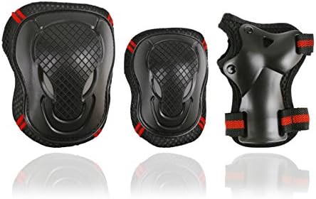 Knee Pads and Elbow Pads with Wrist Guards Protective Gear S,M,L Size 6pcs Set for Multi Sports Skateboarding Inline Roller Skating Cycling Biking BMX Bicycle Scooter(Large)