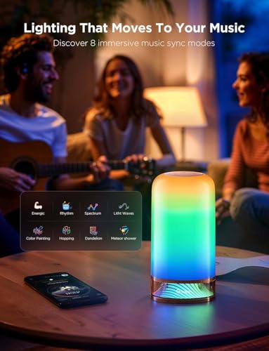 Govee Bedside Touch Table Lamp, Night Light Kids LED RGBICWW Works with Matter and Alexa,with Music Sync and 64 Scene Modes,Nightstand Light for Bedroom Decor(Corded Electric)