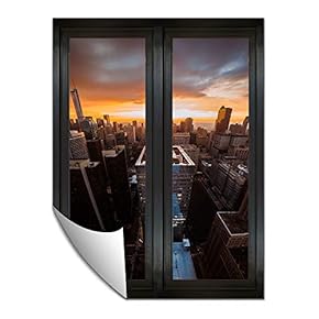Wall Paper Small Wall Mural City at Night Wall Art Removable Wall Decoration for Bedroom Living Room - 24x32 inches